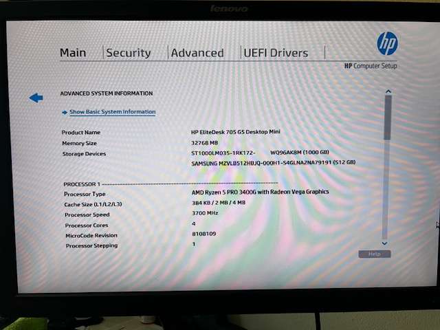 HP EliteDesk 705 G5 AMD Ryzen 5 Pro 3400 512GB SSD 1TB HDD 32GB RAM Mini PC