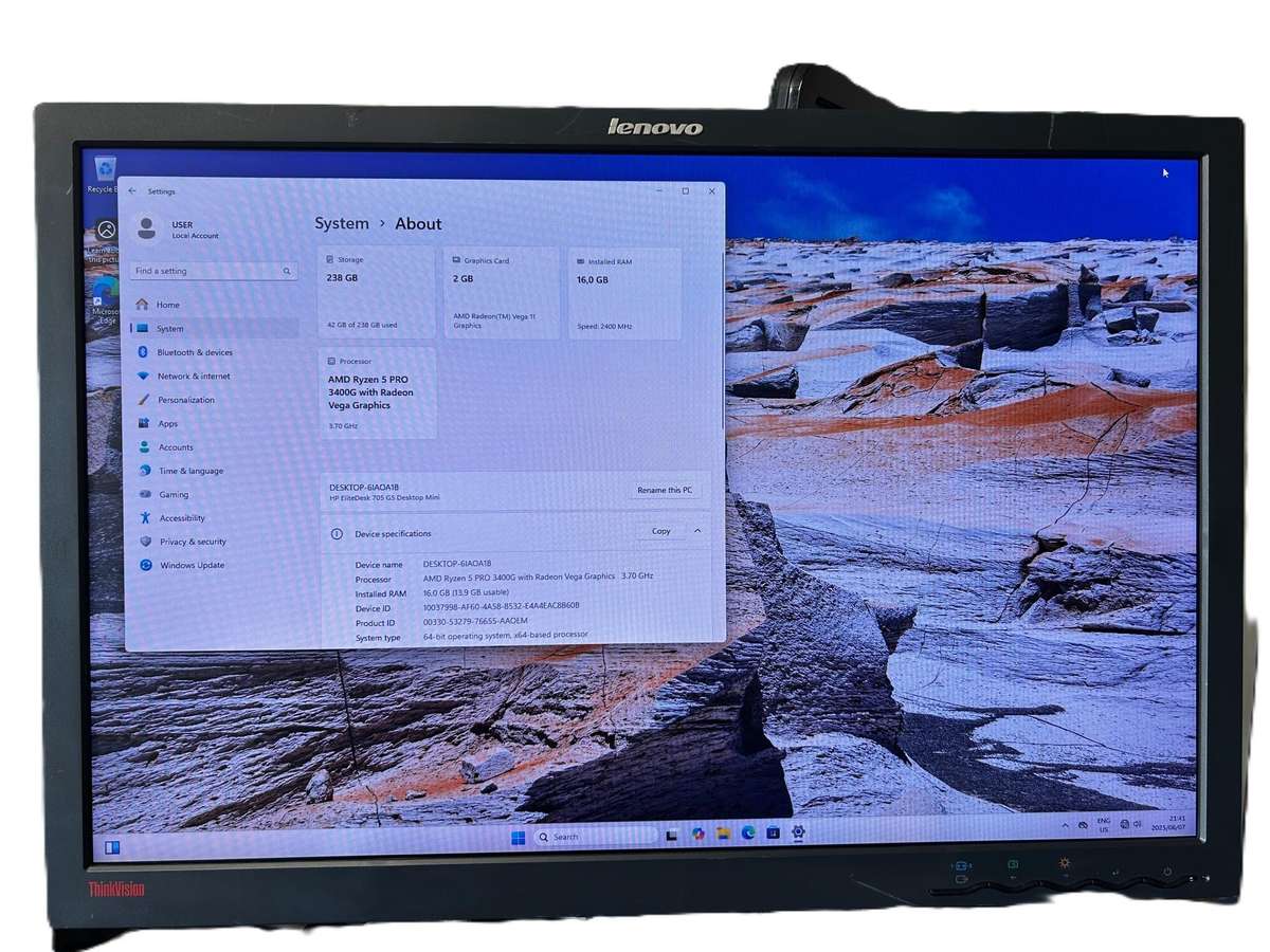 HP EliteDesk 705 G5 Desktop Mini AMD Ryzen 5 Pro 3400 256GB SSD 16GB RAM WIN 11 PRO