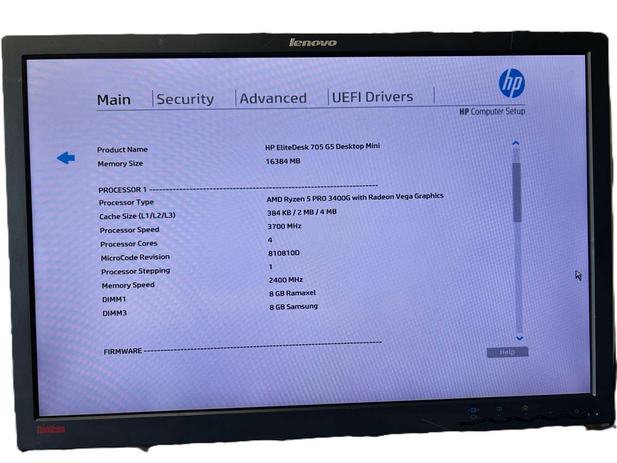 HP EliteDesk 705 G5 Desktop Mini AMD Ryzen 5 Pro 3400 256GB SSD 16GB RAM WIN 11 PRO