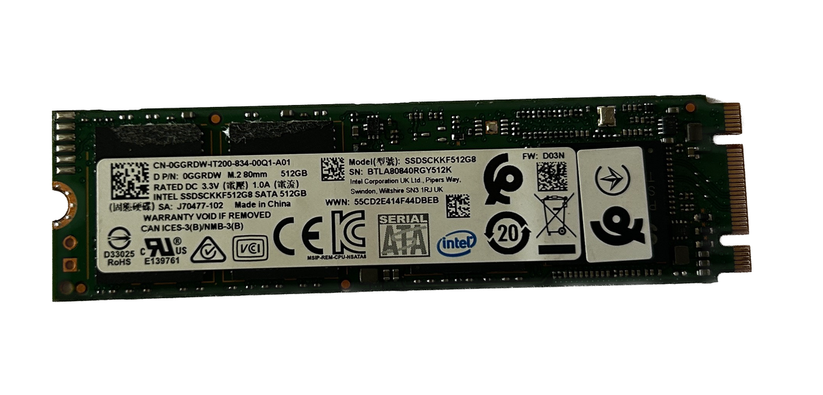 Intel 512GB m.2 2280 SATA 3D TLC NAND SSD
