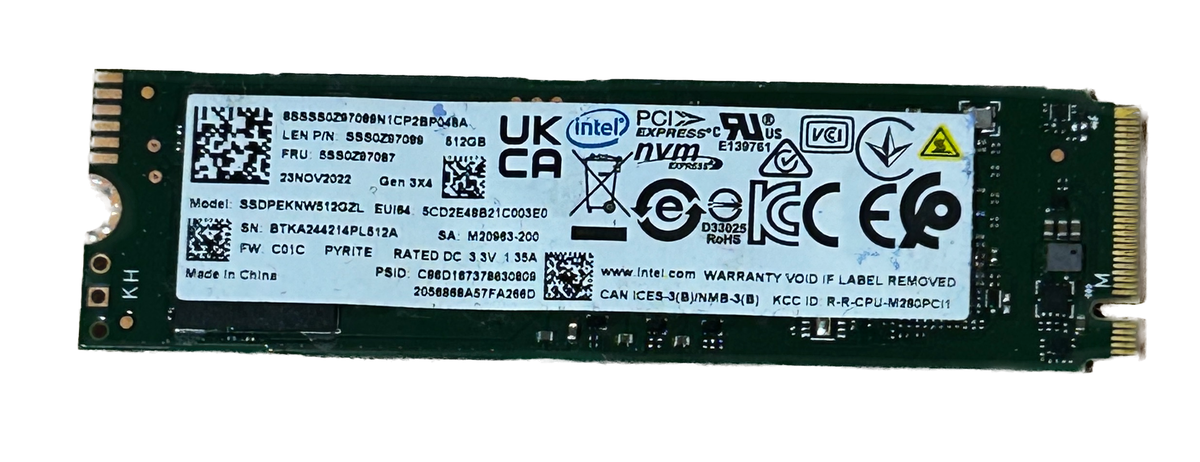 Intel 512GB m.2 2280 PCIe 3.0 SSD