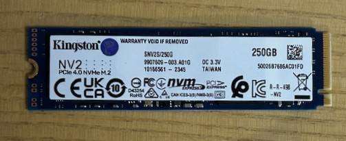 Kingston 250GB m.2 2280 PCIe 4.0 NVMe SSD