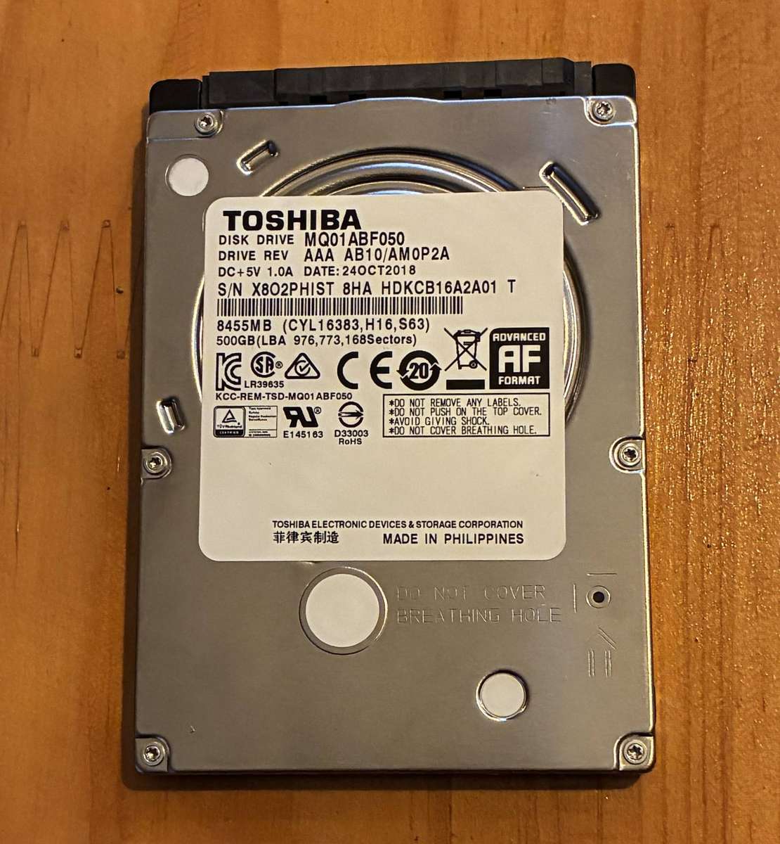 Toshiba 500GB Laptop HDD *10 DAYS ON TIME*