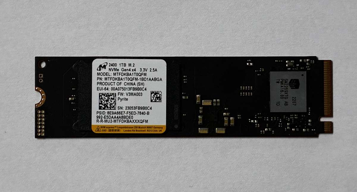 MICRON 2400 1TB m.2 2280 QLC NAND PCIe Gen 4 SSD