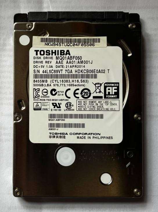 Toshiba 500GB Laptop HDD