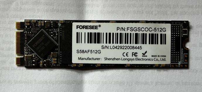 FORESEE 512GB M.2 2280 SATA SSD *ONLY 67 DAYS POWER ON TIME*