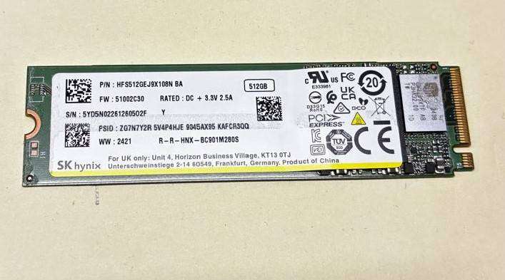 SK Hynix 512GB M.2 2280 NVME SSD