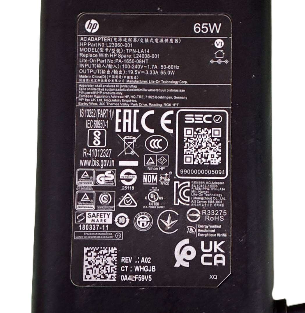 HP 65W LAPTOP CHARGER - BLUE TIP
