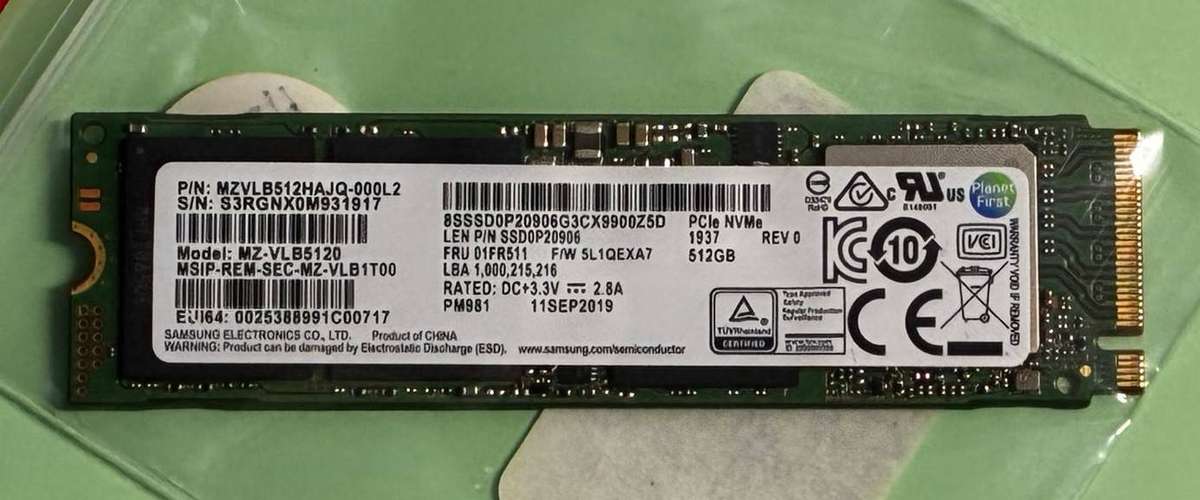 SAMSUNG PM981 512GB M.2 2280 NVME SSD