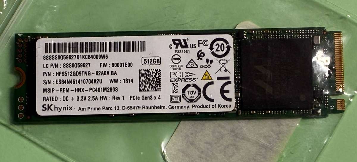 SK HYNIX PC401 512GB M.2 2280 NVME SSD *ONLY 27 DAYS POWER ON TIME*