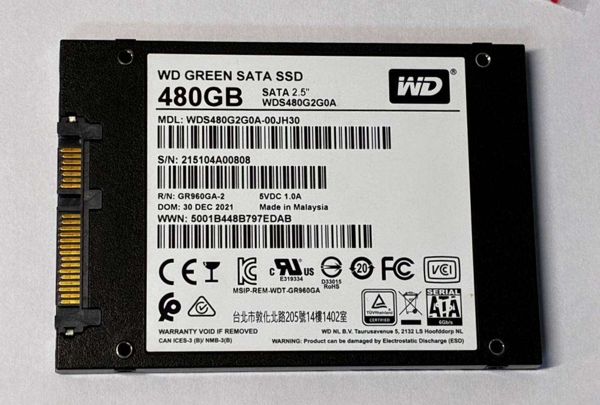 WD GREEN 480GB SATA 2.5 SSD *ONLY 48 DAYS POWER ON TIME*