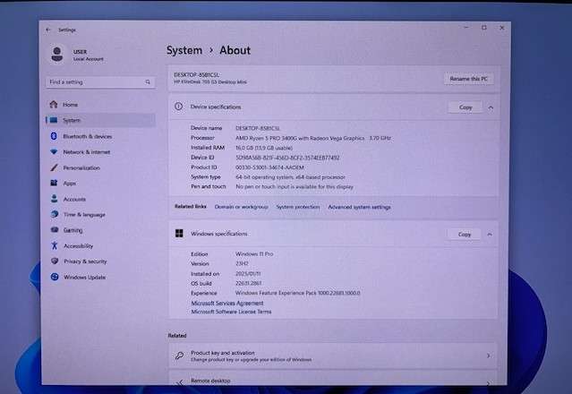 HP EliteDesk 705 G5 Desktop Mini AMD Ryzen 5 Pro 3400 512GB SSD 16GB RAM