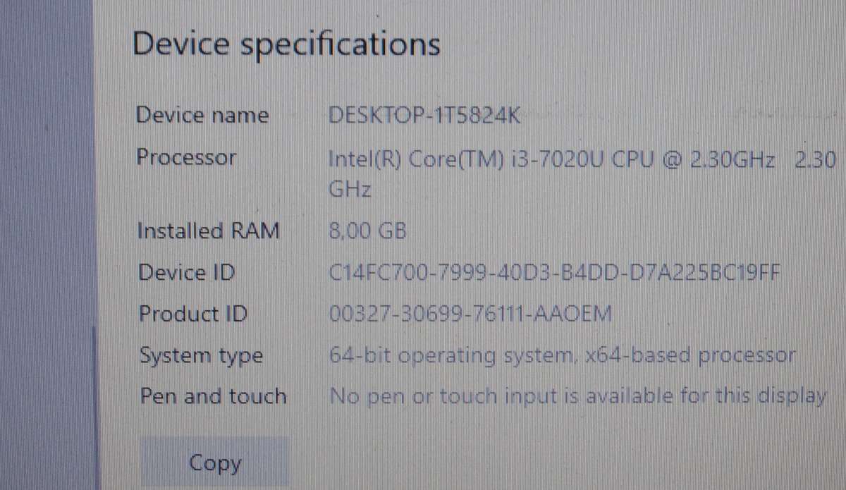 Dell Inspiron 3481 Core i3 7th Gen 256GB NVMe SSD 1TB HDD 8GB RAM Windows 10 Pro *NEW BATTERY*