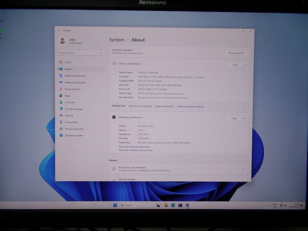 HP EliteDesk 705 G5 Desktop Mini AMD Ryzen 5 Pro 3400 1TB SSD 16GB RAM