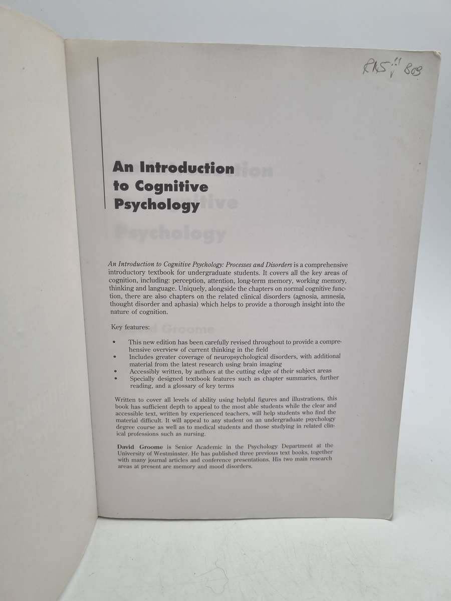 An Introduction to Cognitive Psychology : Processes and Disorders- David Groome