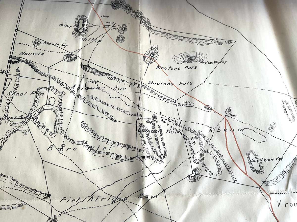 Old Canvas Map of Upington Area