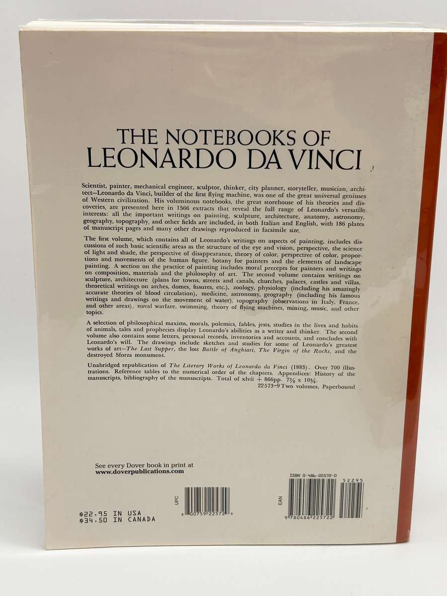 The Notebooks of Leonardo da Vinci by Jean Paul Richter Vol 1 & Vol 2