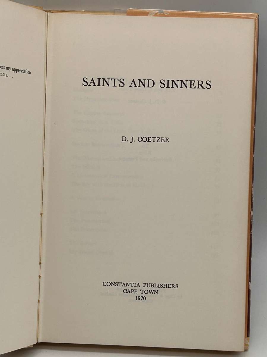 Saints and Sinners by D.J. Coetzee