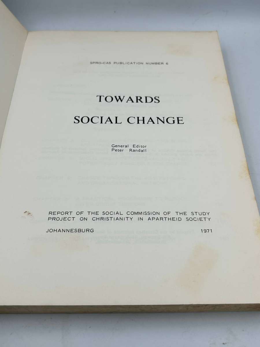 Towards Social Change - Report of the Spro-cas social commission by Peter Randall