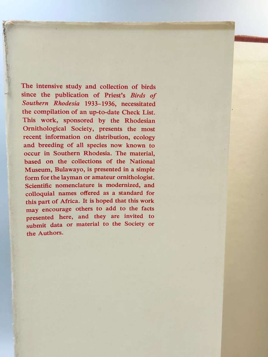 A Check List of the Birds of Southern Rhodesia with Data on Ecology and Breeding ~ Reay HN Smithers