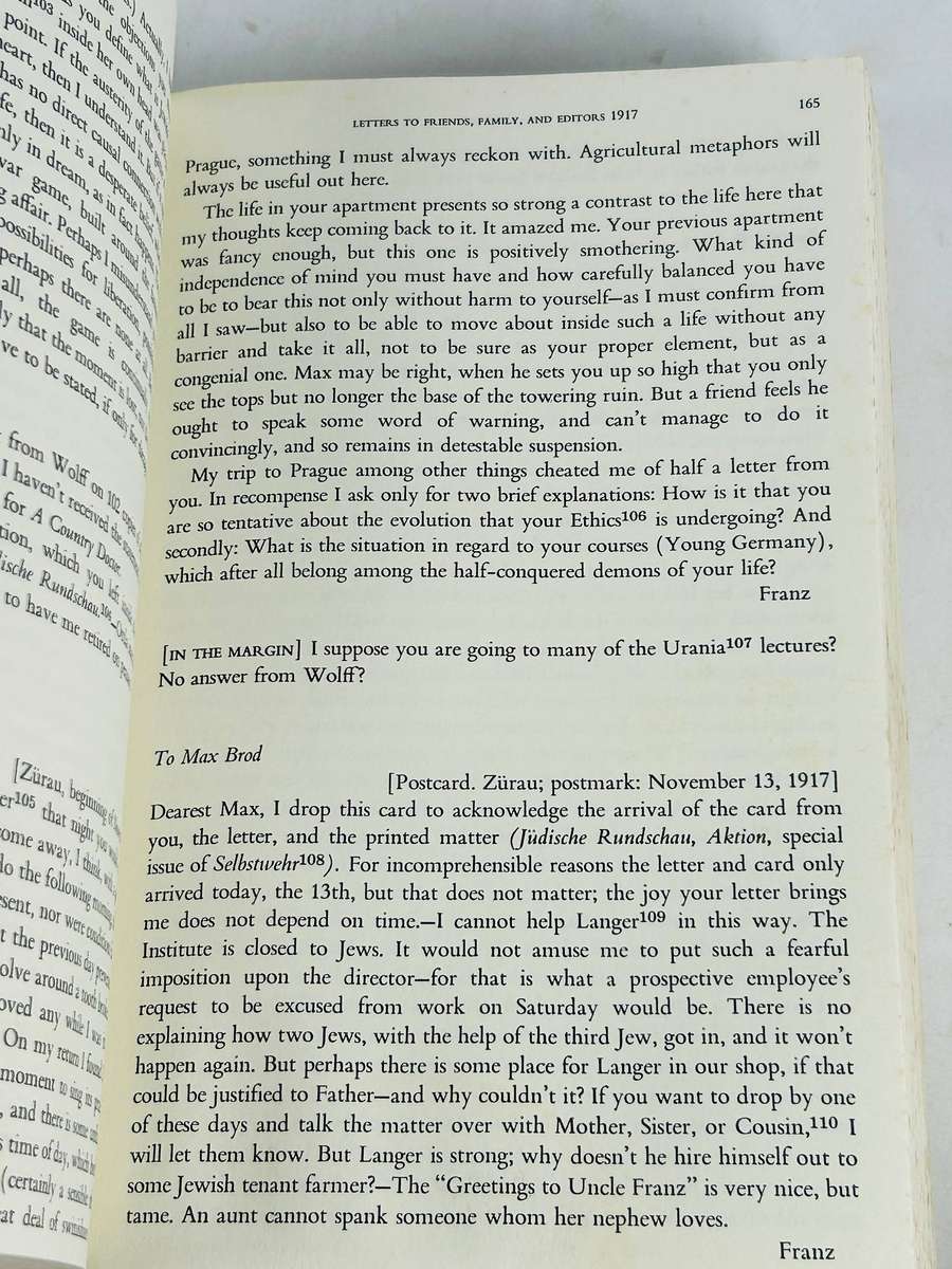 Kafka ~ Letters to Friends, Family, and Editors | Poor Condition