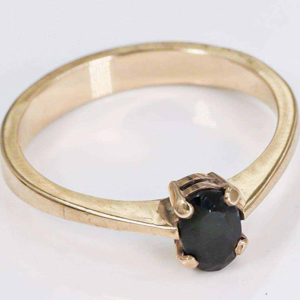NATURAL EARTH-MINED DARK GREEN 0,40ct ZIRCON SOLITAIRE 9CT YELLOW GOLD RING