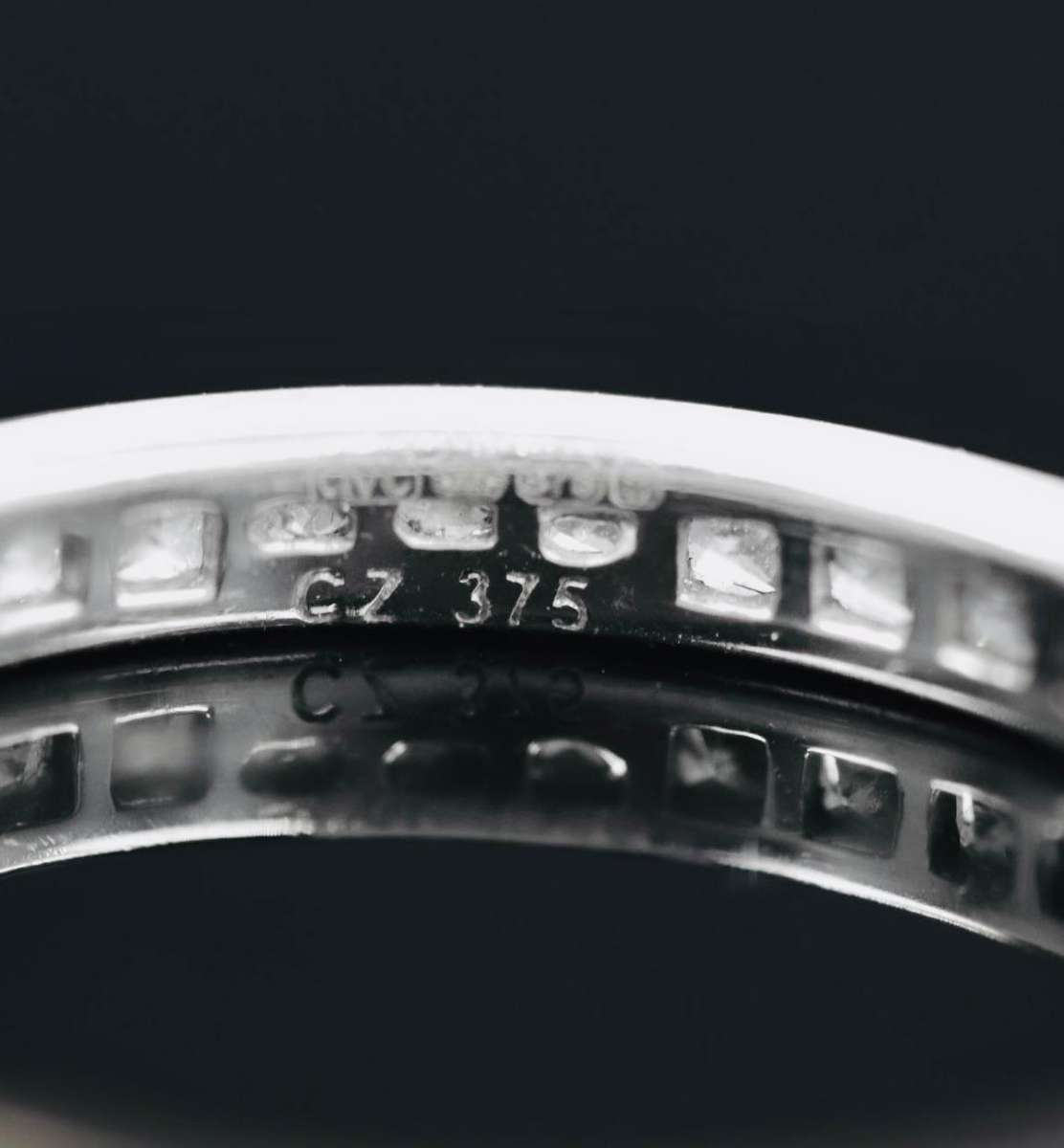 9ct  WHITE GOLD CHANNEL SET CUBIC ZIRCONIA ETERNITY RING. LONDON, ENGLAND HALLMARKED