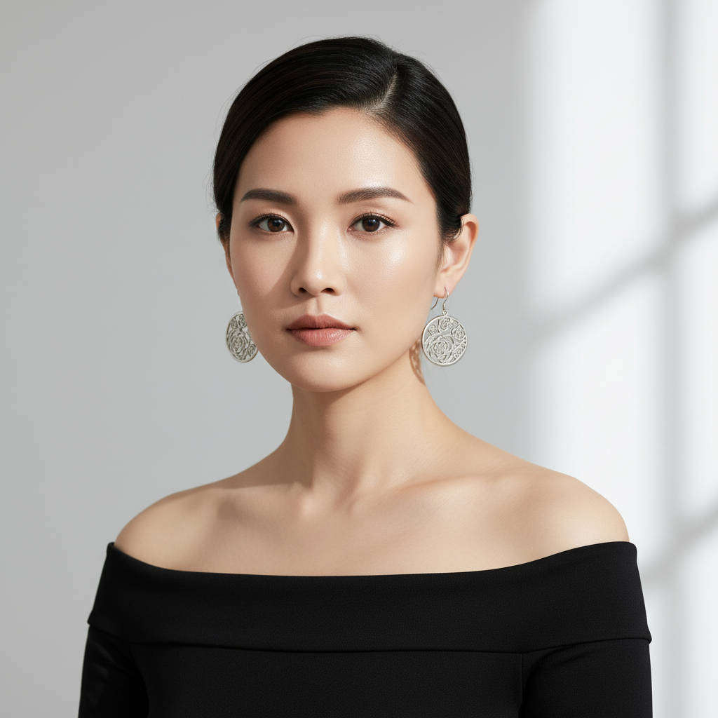 LARGE, SHOWY ROSE DETAIL OPENWORK SOLID STERLING SILVER DROP & DANGLE EARRINGS. 925