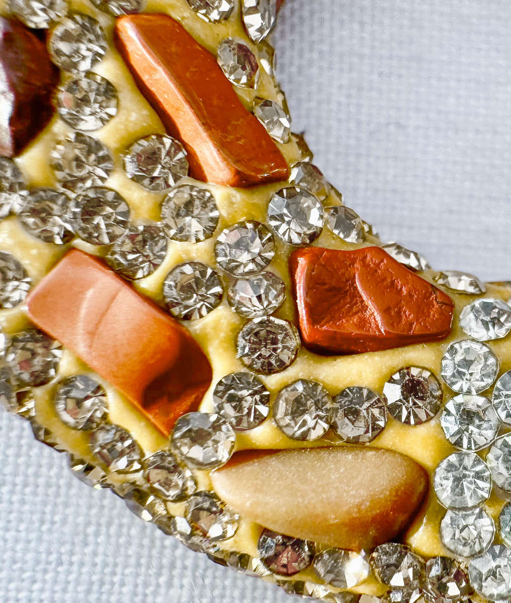 HANDCRAFTED LARGE HOOPED FUN & FASHIONABLE METAL & GILD EARRINGS. NATURAL JASPER GEMSTONES.