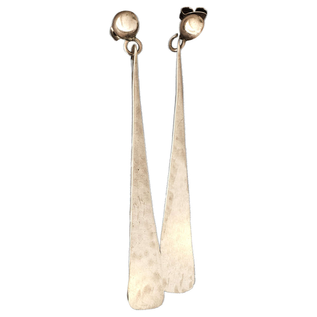 LONG POLISHED STERLING SILVER DROP N DANGLE EARRINGS 6 CM LONG, WHITE MEXICAN STERLING SILVER