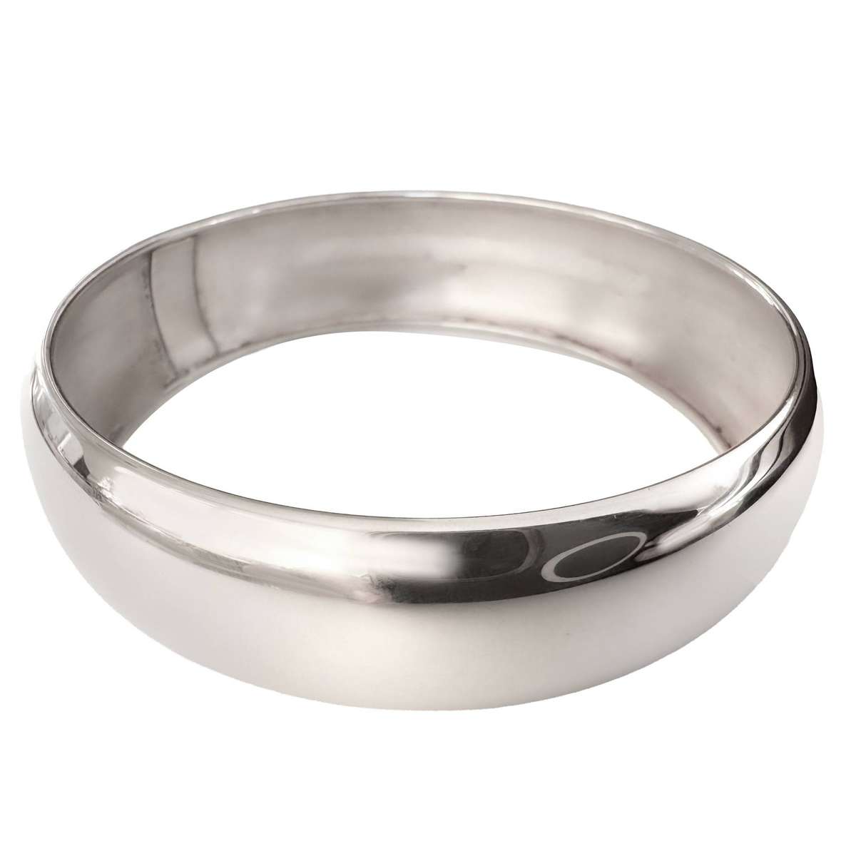 ITALIAN 18 mm SOLID POLISHED 925 STERLING SILVER WIDE BANGLE, SUBTLY CONVEX CURVED. 26g