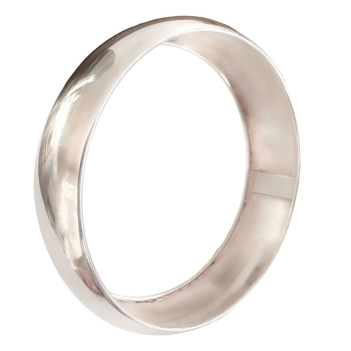 ITALIAN 18 mm SOLID POLISHED 925 STERLING SILVER WIDE BANGLE, SUBTLY CONVEX CURVED. 26g