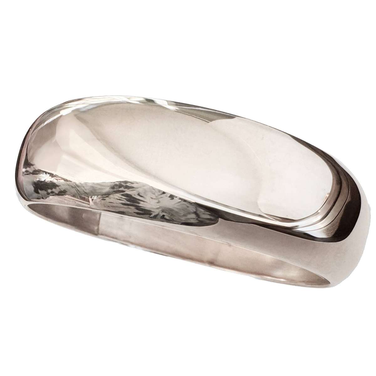 ITALIAN 18 mm SOLID POLISHED 925 STERLING SILVER WIDE BANGLE, SUBTLY CONVEX CURVED. 26g