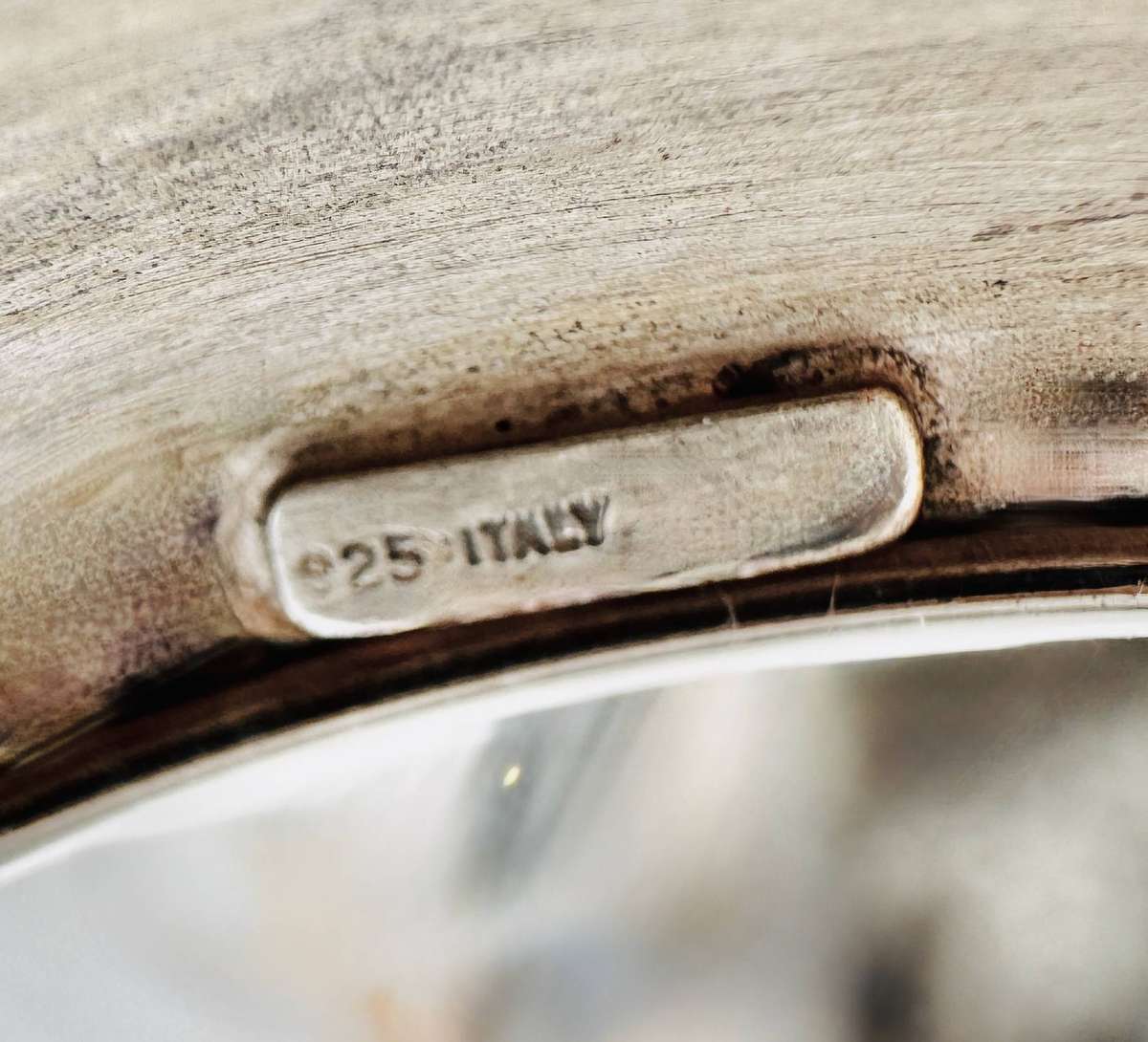 ITALIAN 18 mm SOLID POLISHED 925 STERLING SILVER WIDE BANGLE, SUBTLY CONVEX CURVED. 26g