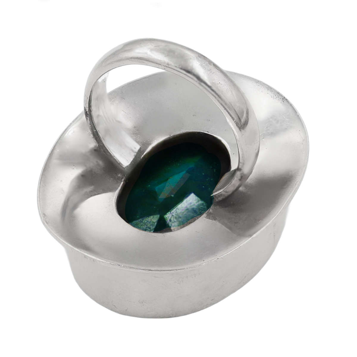 LARGE NATURAL EARTH-MINED LABRADORITE SOLID STERLING SILVER RING - BEAUTIFUL BLUE IRIDESCENCE