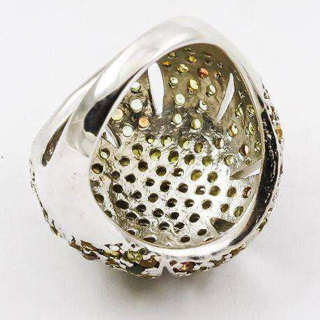 DOMED STERLING SILVER RING WITH PAVÈ-SET SONGEA-MINED YELLOW & ORANGE NATURAL SAPPHIRES