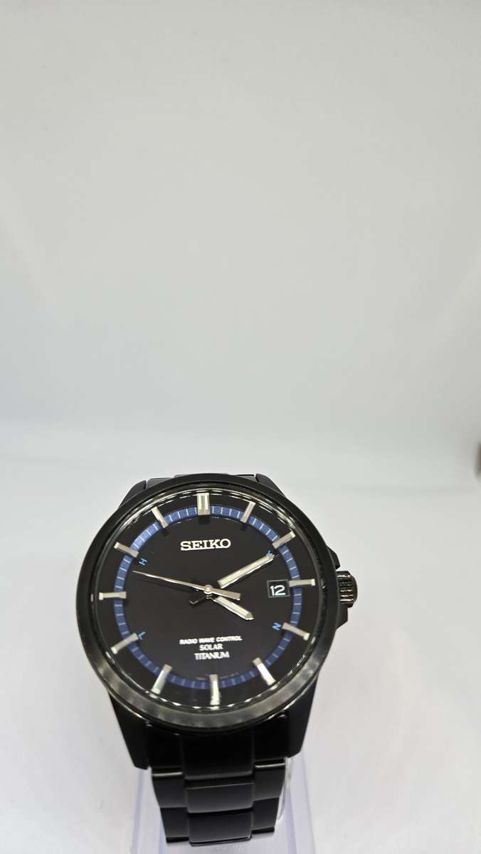 Men's Black Seiko Titanium Solar Watch (Japanese Import)