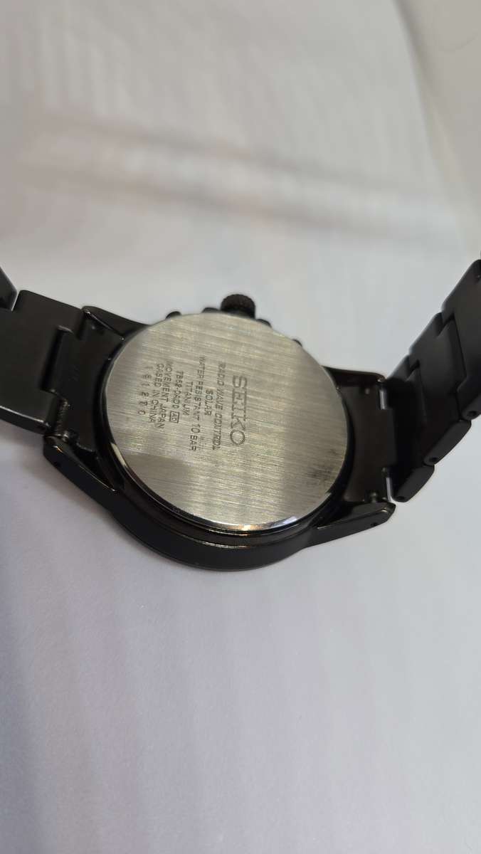 Men's Black Seiko Titanium Solar Watch (Japanese Import)