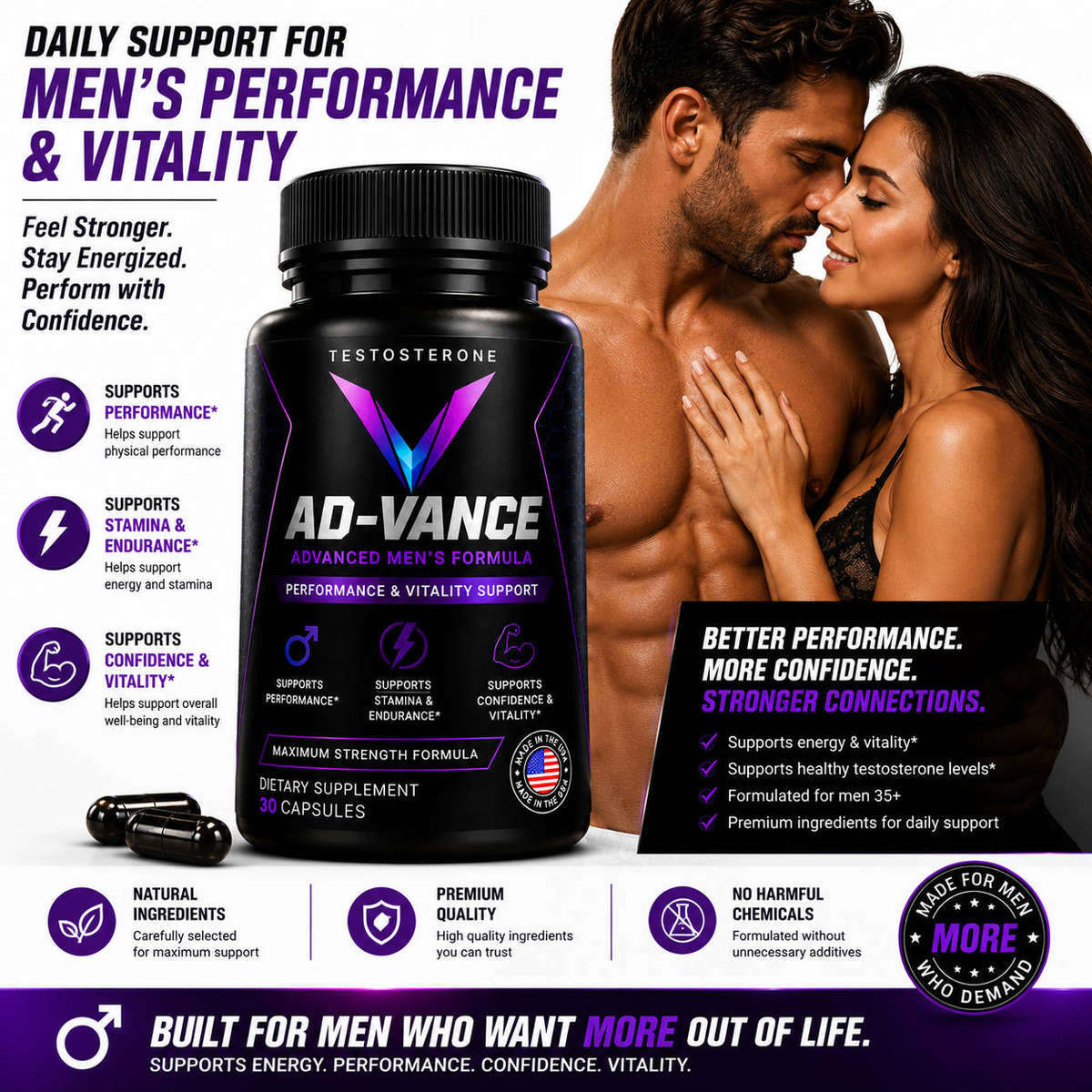 AD-VANCE Men's Performance & Vitality Capsules | 30 Capsules