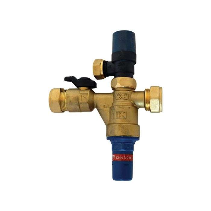 Kwikot 400kpa water pressure control valve with shut-off valve 22mm compression fittings in/out