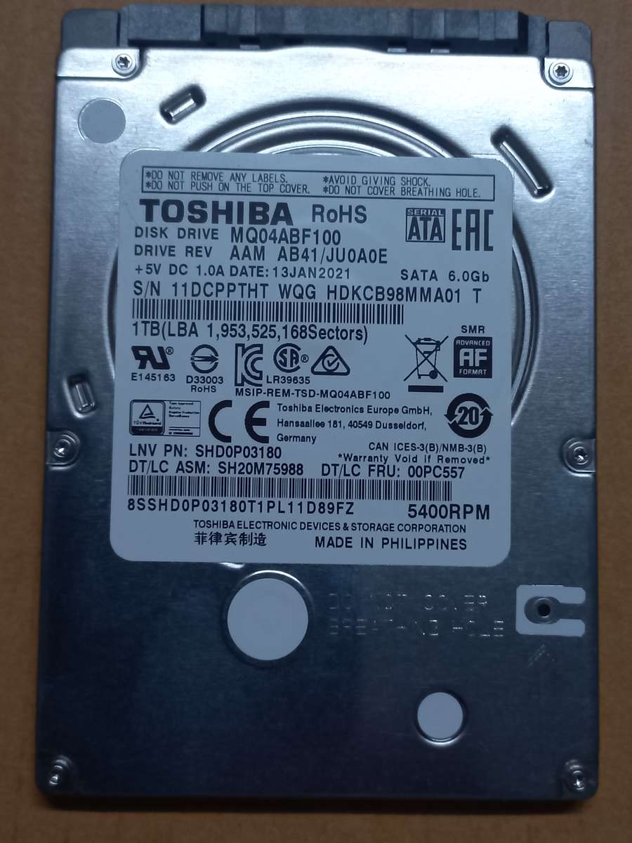 1tb 2.5'' Toshiba Hard drive