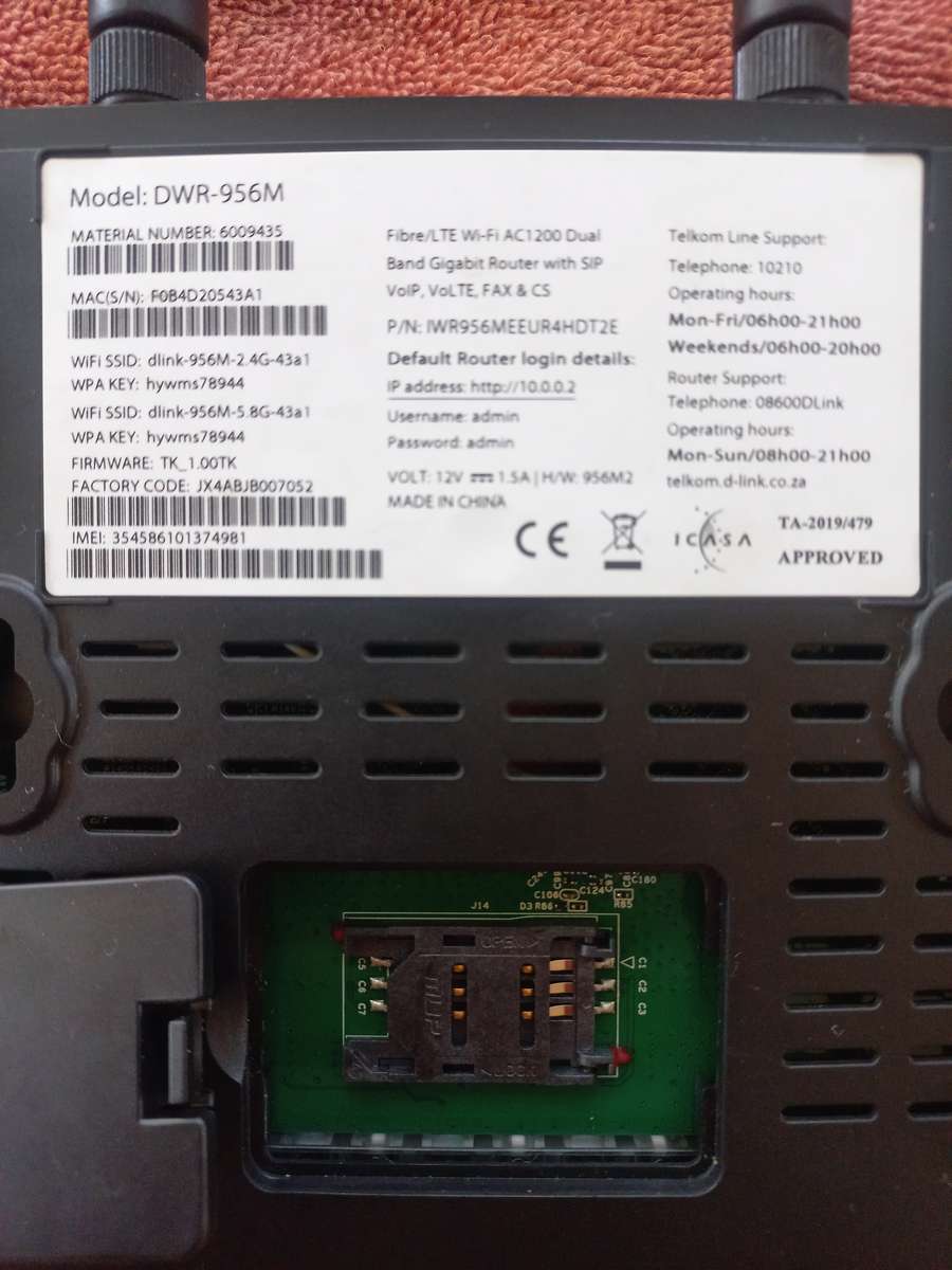 Sim card modem/router, wifi 2.4ghz & 5.8ghz - OPEN TO ALL CELL NETWORKS - D-Link-956M