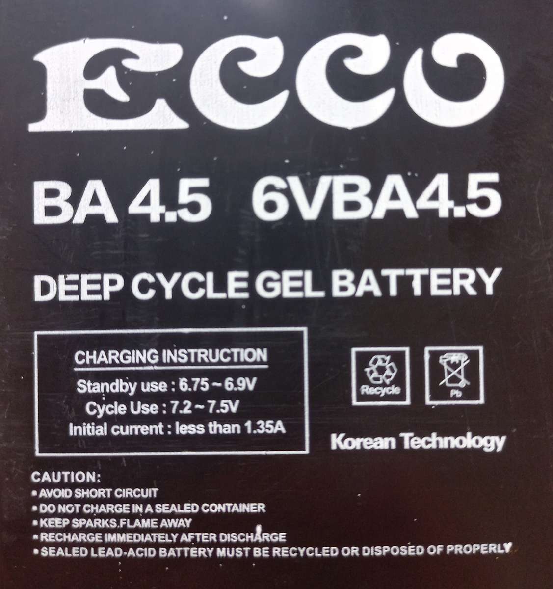 6v 4.5ah sealed deep cycle rechargeable gel battery -Emergency Lighting, Toys, Scale, Magneto light