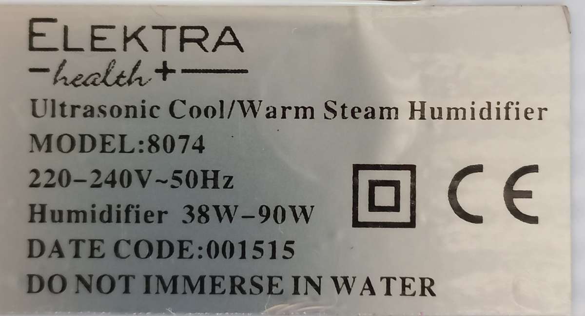 Elektra Heath+ 8074 Ultrasonic Cool/Warm Steam Humidifier (put moisture in the air)