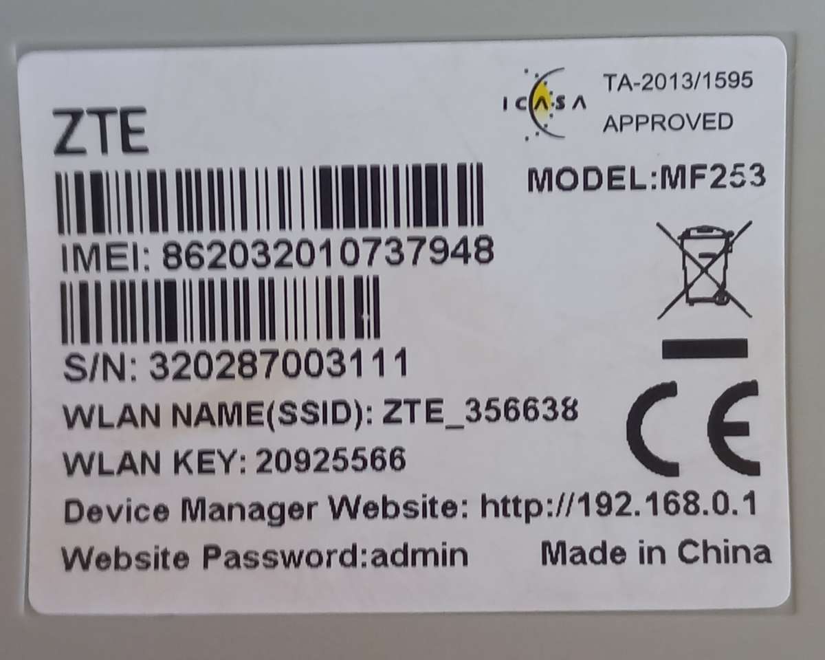 4G/LTE Sim card modem/router, wifi 2.4ghz  - OPEN TO ALL CELL NETWORKS - ZTE MF253