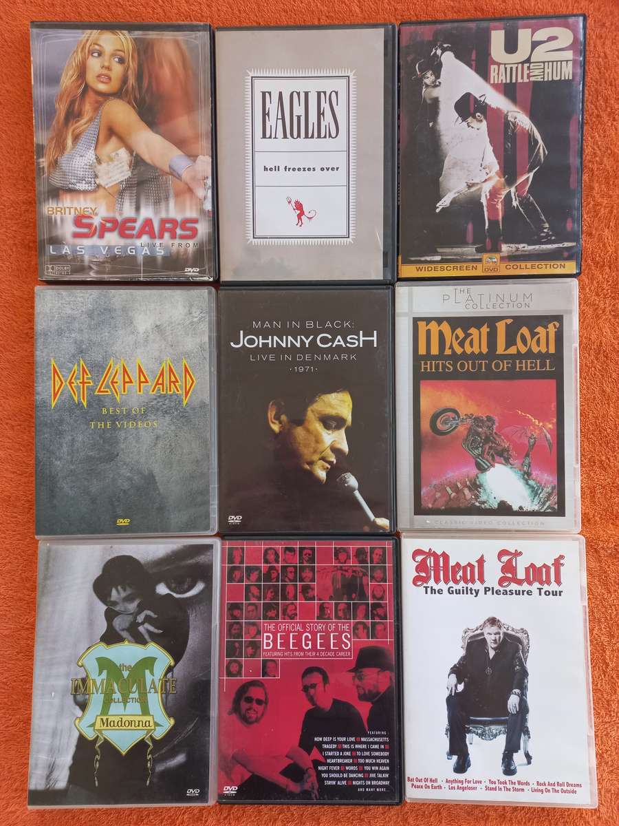 Lot of 9 music dvd's - see photos