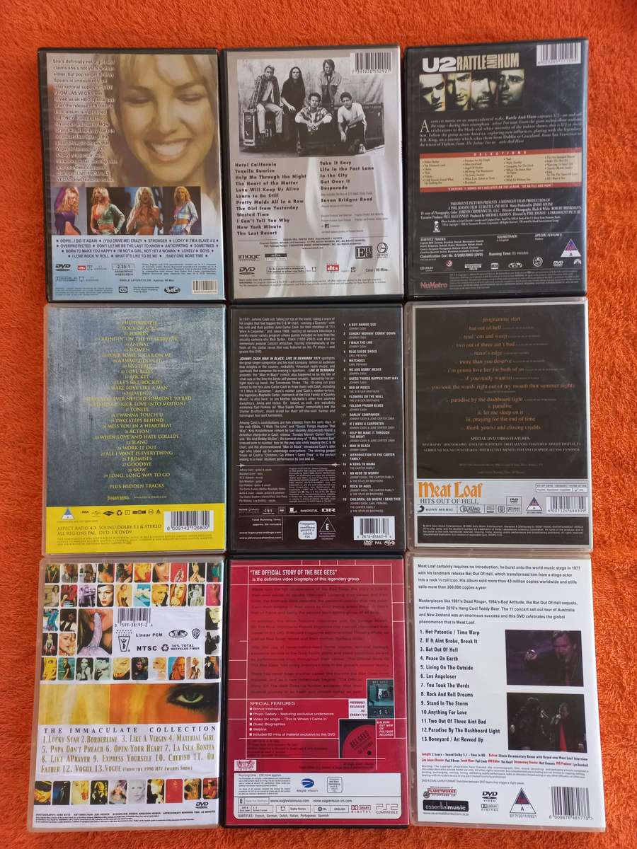 Lot of 9 music dvd's - see photos
