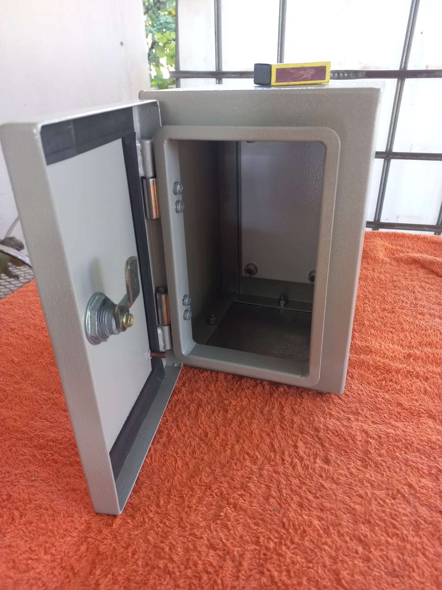 Weatherproof lockable electrical steel box - see description for sizes