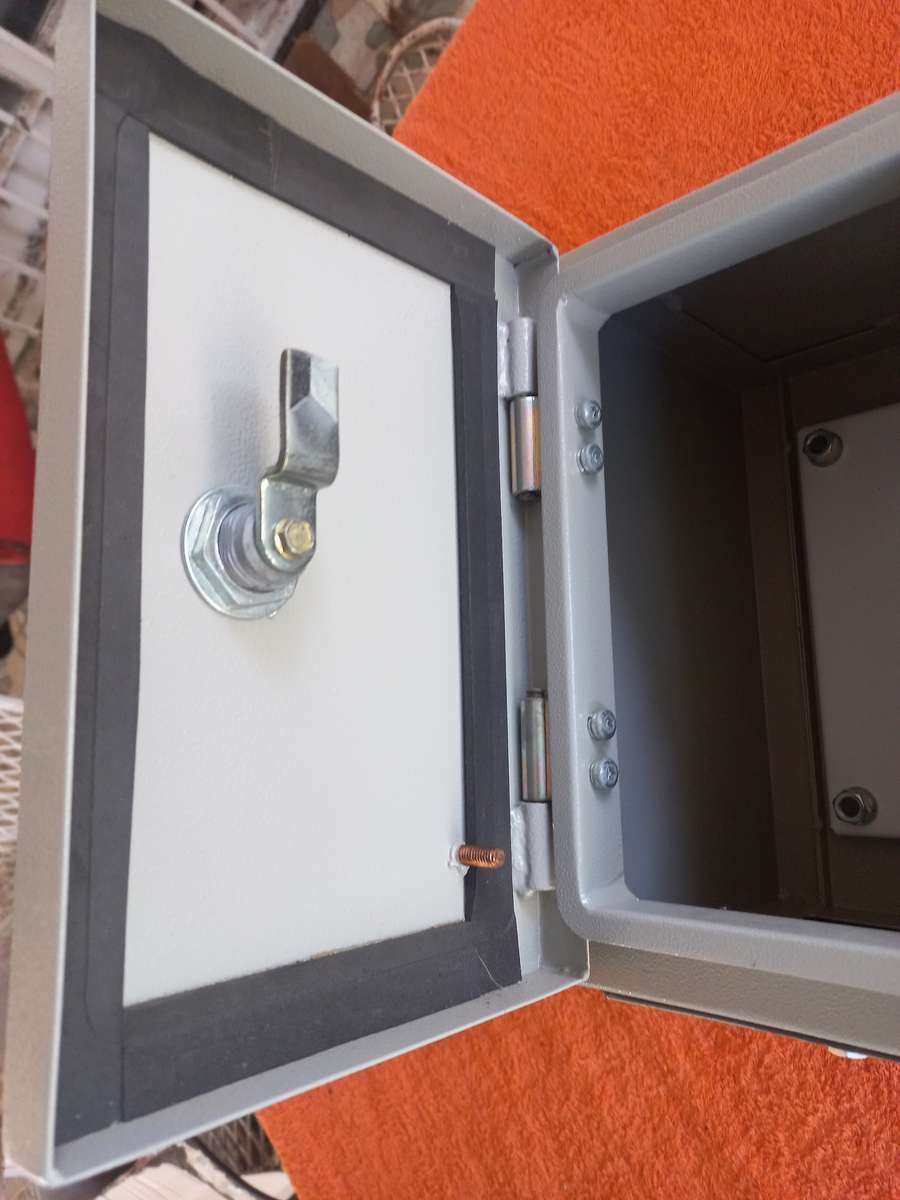 Weatherproof lockable electrical steel box - see description for sizes