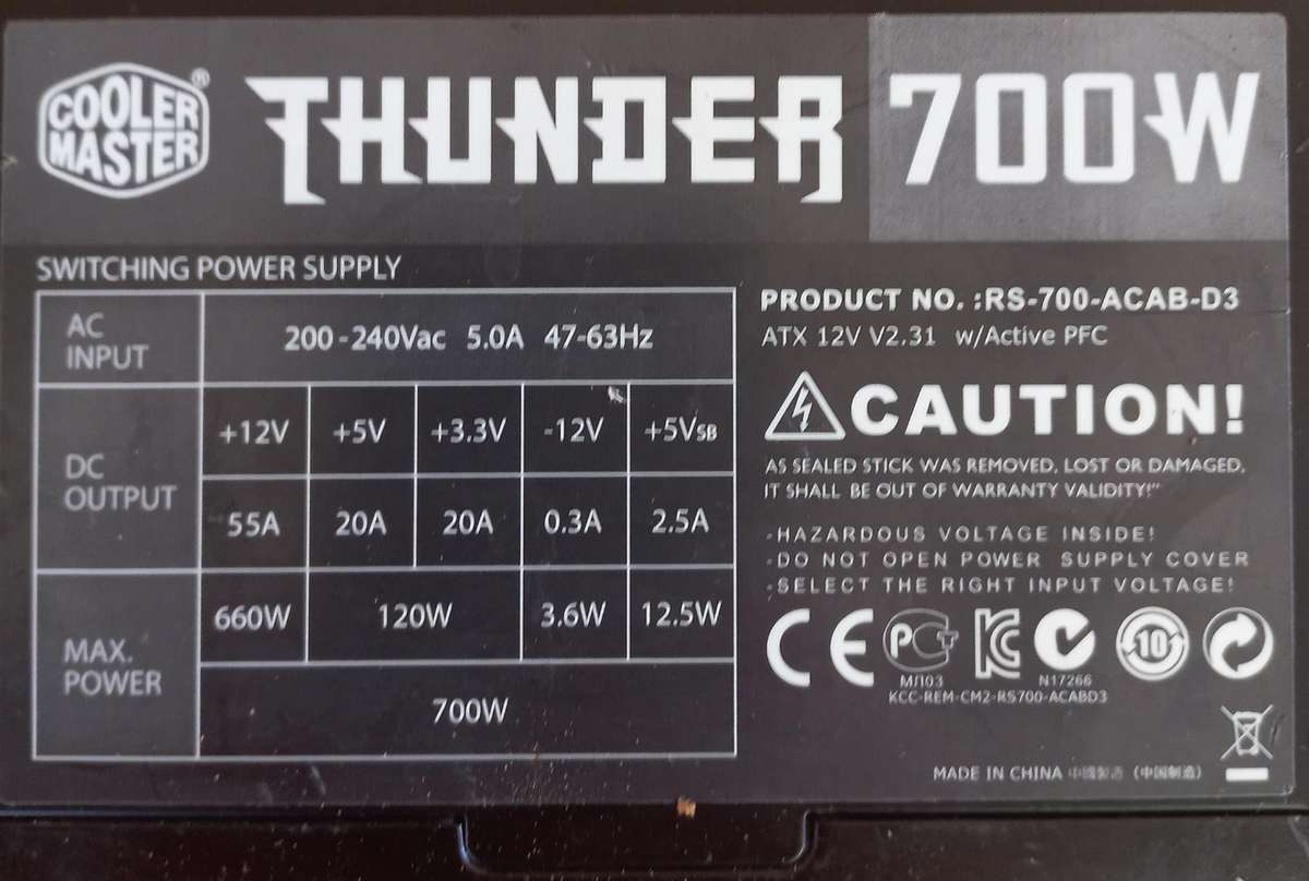700w Cooler Master Thunder ATX Computer power supply